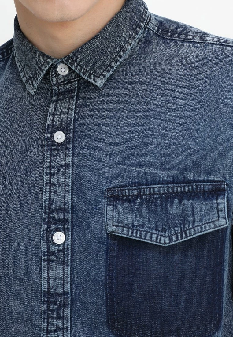 Only & Sons Herren ONSNEVILLE LS REGULAR POCKET - Hemd - Medium Blue Denim 4 Only & Sons Herren ONSNEVILLE LS REGULAR POCKET - Hemd - Medium Blue Denim – Bild 4