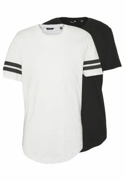 Only & Sons Herren ONSMATT LONGY SOLID STRIPE 2 PACK - T-Shirt Print - Black/white