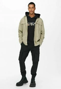 Only & Sons Herren EINFARBIGES CARGO- - Hemd - Chinchilla -Only & Sons Geschäft 2e225b57ea7c4afe84b8bccc0d1d62c6