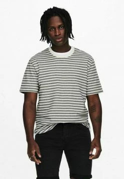 Only & Sons Herren GESTREIFT - T-Shirt Print - Star White