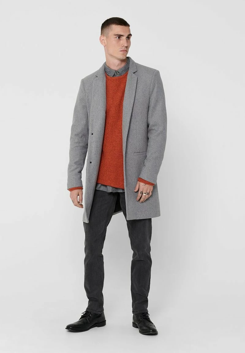 Only & Sons Herren Kurzmantel - Light Grey Melange 2 Only & Sons Herren Kurzmantel - Light Grey Melange – Bild 2