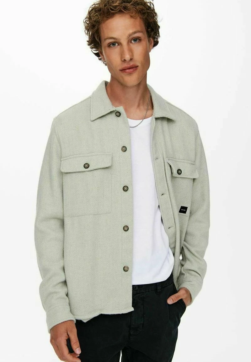 Only & Sons Herren HEMD WOLL - Übergangsjacke - Pelican 1 Only & Sons Herren HEMD WOLL - Übergangsjacke - Pelican