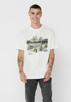 Only & Sons Herren T-Shirt Print - Cloud Dancer