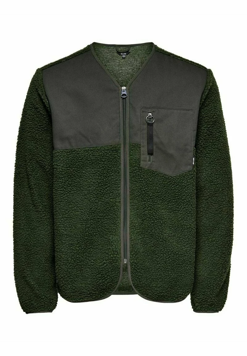 Only & Sons Herren SHERPA - Fleecejacke - Olive Night 6 Only & Sons Herren SHERPA - Fleecejacke - Olive Night – Bild 6