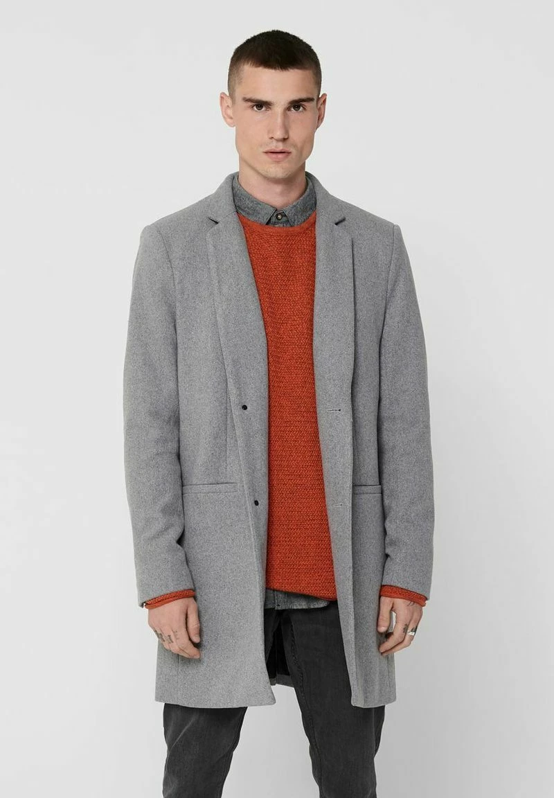 Only & Sons Herren Kurzmantel - Light Grey Melange 1 Only & Sons Herren Kurzmantel - Light Grey Melange