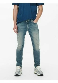 Only & Sons Herren SLIM FIT DESTROYED ONSLOOM STRETCH TAPERED - Jeans Slim Fit - Blau