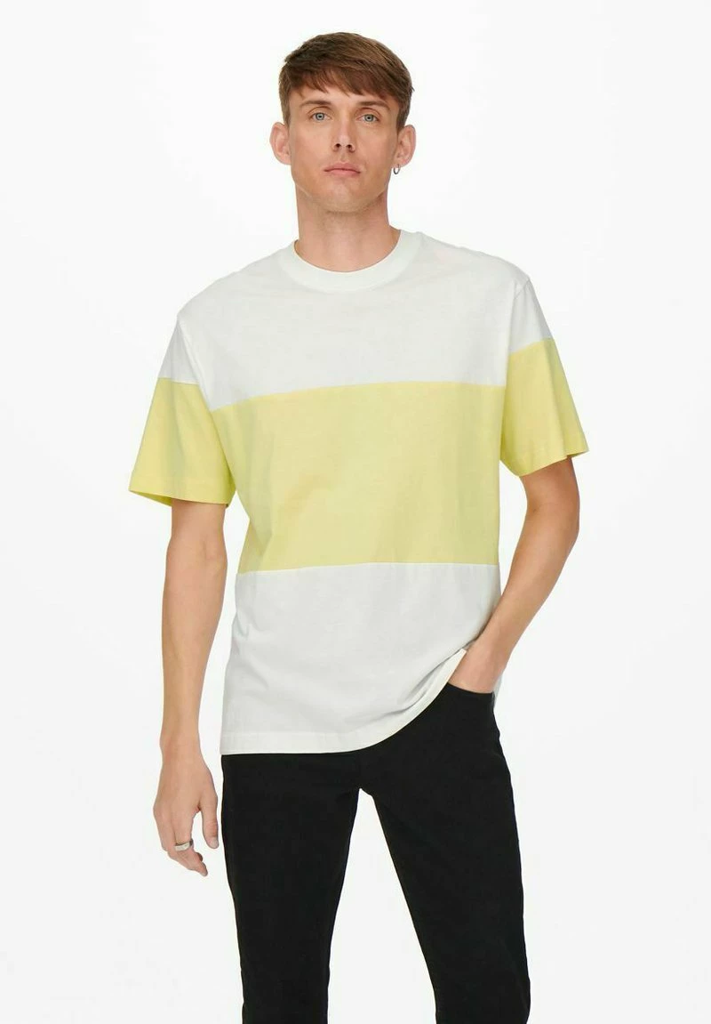 Only & Sons Herren T-Shirt Print - Star White/yellow 1 Only & Sons Herren T-Shirt Print - Star White/yellow