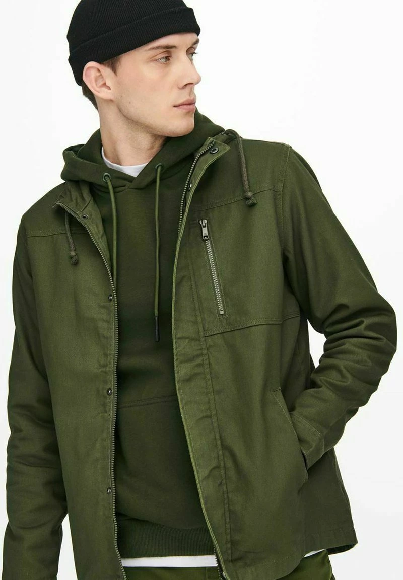 Only & Sons Herren Leichte Jacke - Olive Night 5 Only & Sons Herren Leichte Jacke - Olive Night – Bild 5