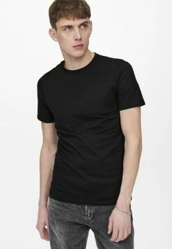 Only & Sons ONSBASIC SLIM O-NECK 2PACK - T-Shirt Basic - Black | Herren