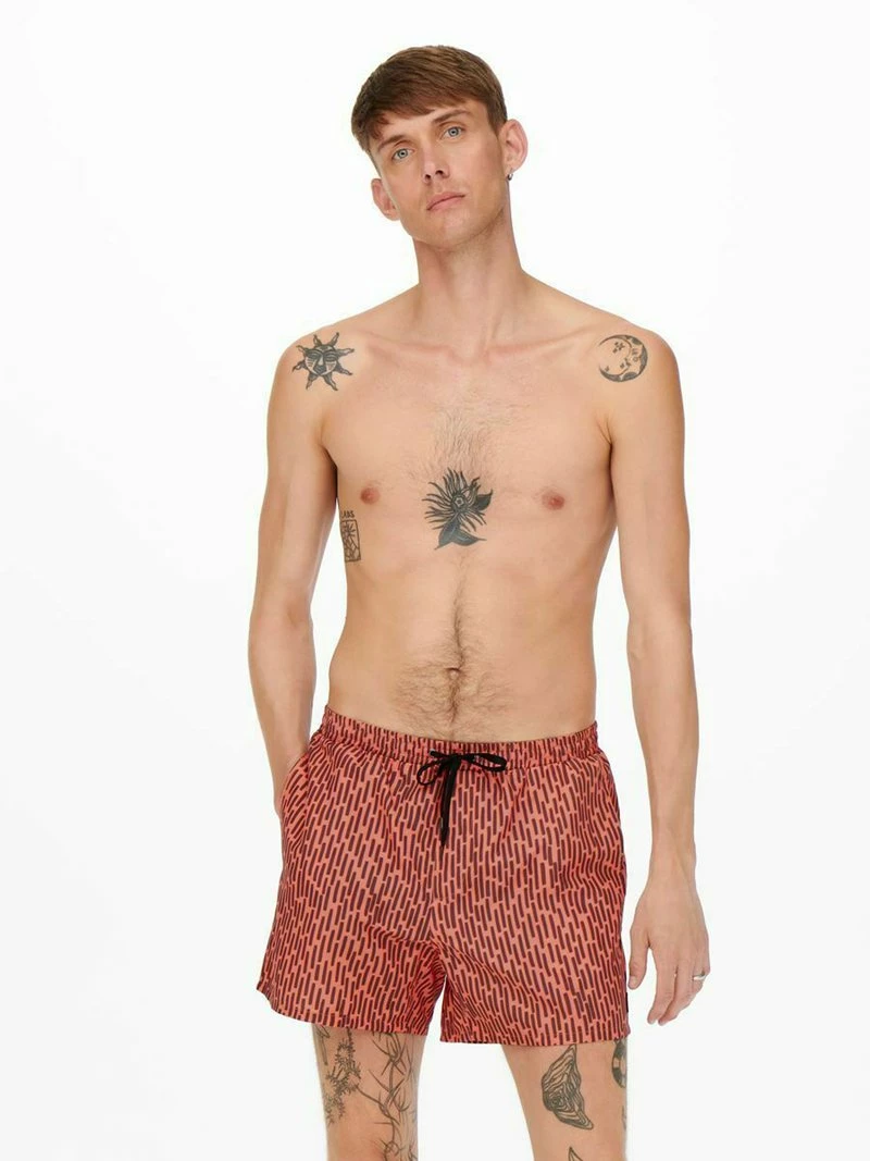 Only & Sons Herren GEMUSTERTE - Badeshorts - Porcelain Rose 2 Only & Sons Herren GEMUSTERTE - Badeshorts - Porcelain Rose – Bild 2