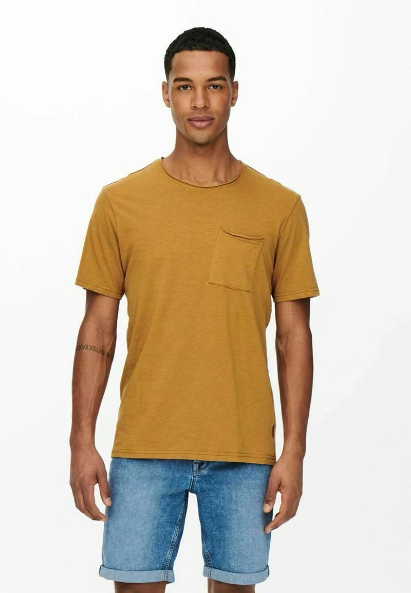 Only & Sons Herren ONSROY - T-Shirt Basic - Chipmunk 1 Only & Sons Herren ONSROY - T-Shirt Basic - Chipmunk