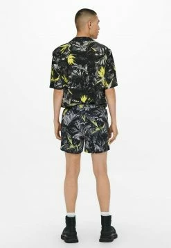 Only & Sons Herren GEMUSTERTE - Badeshorts - Black -Only & Sons Geschäft 6967cae9d97843bb9f6d657354178fda