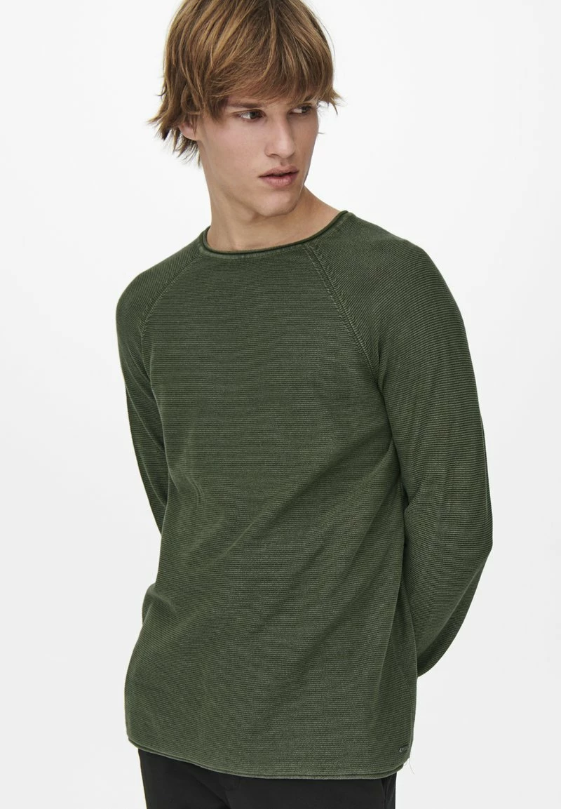 Only & Sons Herren ONSDEXTOR WASH RAGLAN - Strickpullover - Olive Night 1 Only & Sons Herren ONSDEXTOR WASH RAGLAN - Strickpullover - Olive Night
