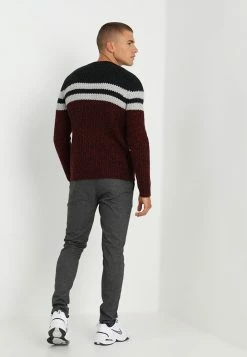 Only & Sons Herren ONSLAZLO STRIPED CREW NECK - Strickpullover - Cabernet -Only & Sons Geschäft 75c14b7f1491435fae6cd608e4403746