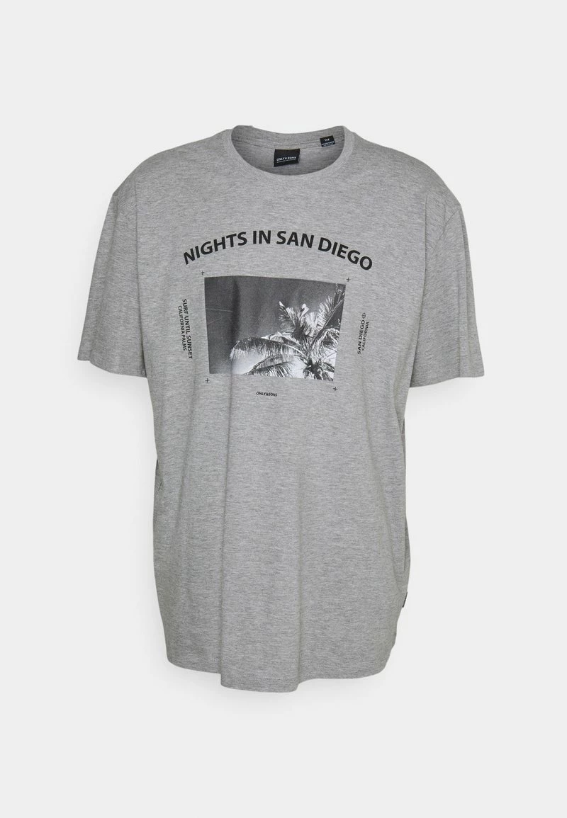 Only & Sons Herren ONSGILBERT TEE - T-Shirt Print - Light Grey Melange 1 Only & Sons Herren ONSGILBERT TEE - T-Shirt Print - Light Grey Melange