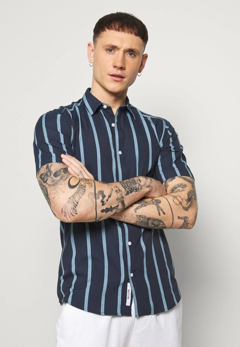 Only & Sons Herren ONSTRAVIS LIFE STRIPED - Hemd - Dark Navy 1 Only & Sons Herren ONSTRAVIS LIFE STRIPED - Hemd - Dark Navy