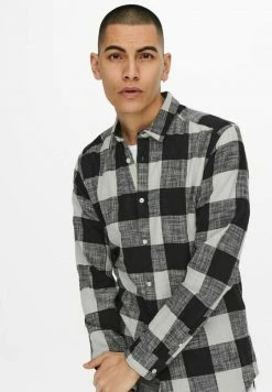 Only & Sons Herren ONSARN LS SLUB CHECK SHIRT - Hemd - Black -Only & Sons Geschäft 9ee1b0b12158458db9f446a17c491ada