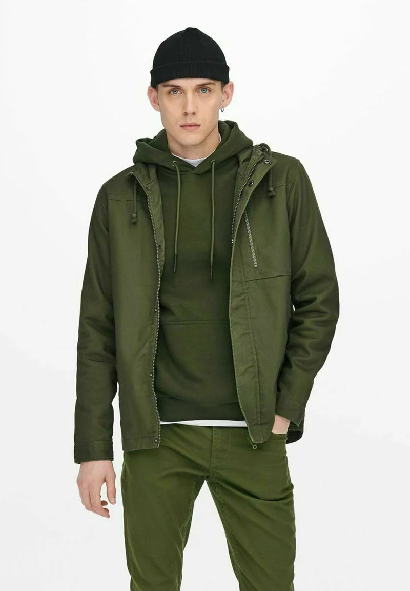Only & Sons Herren Leichte Jacke - Olive Night 1 Only & Sons Herren Leichte Jacke - Olive Night