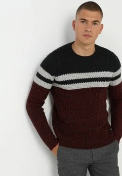 Only & Sons Herren ONSLAZLO STRIPED CREW NECK - Strickpullover - Cabernet