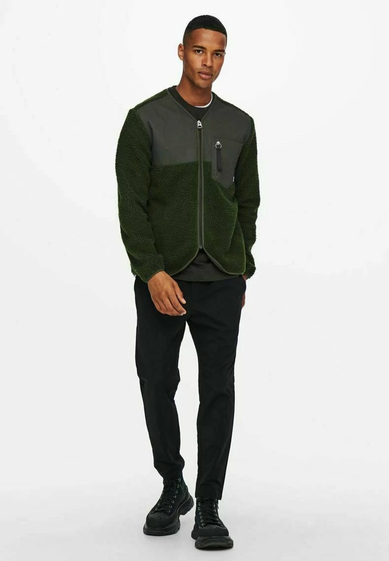 Only & Sons Herren SHERPA - Fleecejacke - Olive Night 2 Only & Sons Herren SHERPA - Fleecejacke - Olive Night – Bild 2