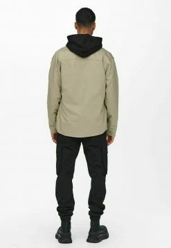 Only & Sons Herren EINFARBIGES CARGO- - Hemd - Chinchilla -Only & Sons Geschäft b99ecc65fef3421ca1bb686ce05fac3b