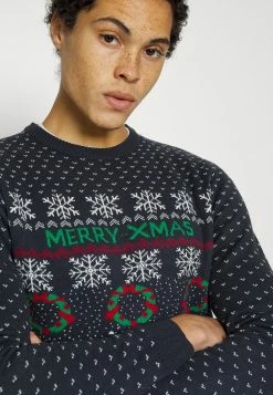 Only & Sons Herren CREW JAQUARD - Strickpullover - Dark Navy -Only & Sons Geschäft d2aa6823254e46f78b0efee656d91abb