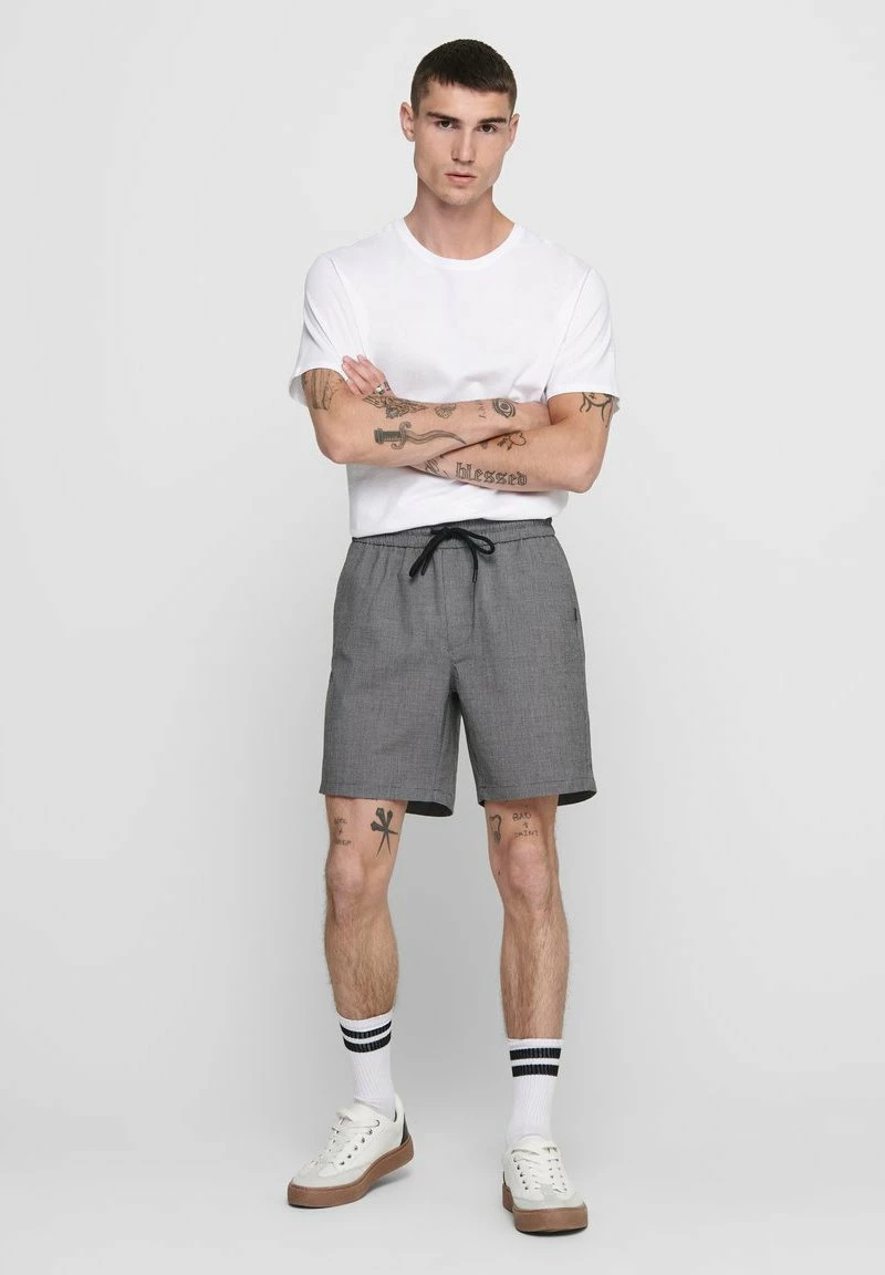 Only & Sons Herren Shorts - Light Grey Melange 2 Only & Sons Herren Shorts - Light Grey Melange – Bild 2