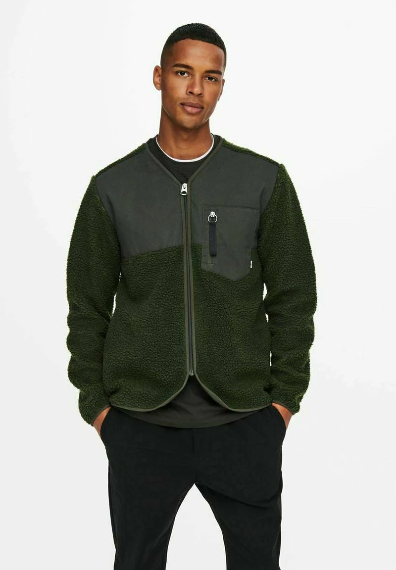 Only & Sons Herren SHERPA - Fleecejacke - Olive Night 1 Only & Sons Herren SHERPA - Fleecejacke - Olive Night