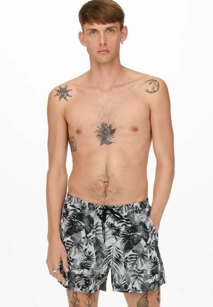 Only & Sons Herren GEMUSTERTE - Badeshorts - Black 2 Only & Sons Herren GEMUSTERTE - Badeshorts - Black – Bild 2
