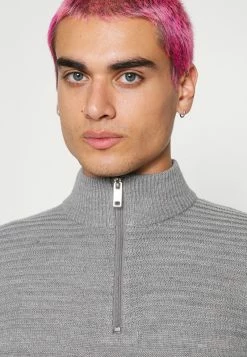 Only & Sons Herren ONSBLADE HALF ZIP - Strickpullover - Medium Grey Melange -Only & Sons Geschäft e9c9cb9078184f14b2135b25c7dd4f0e