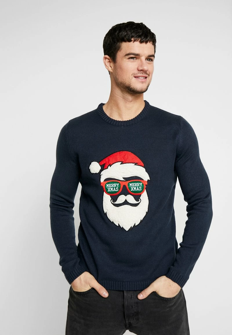 Only & Sons Herren ONSXMAS FUNNY BADGE - Strickpullover - Blue Nights 1 Only & Sons Herren ONSXMAS FUNNY BADGE - Strickpullover - Blue Nights
