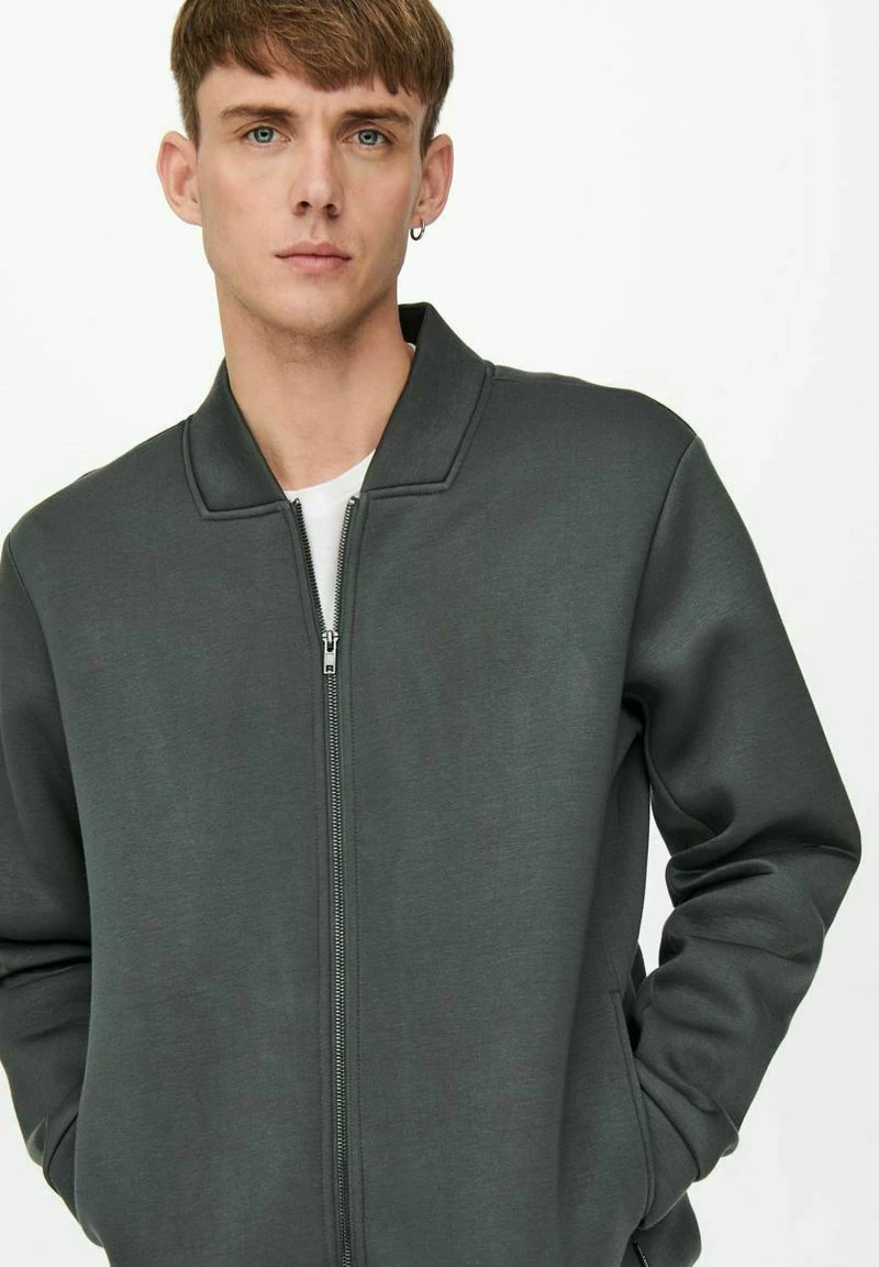 Only & Sons Herren Sweatjacke - Grey Pinstripe 5 Only & Sons Herren Sweatjacke - Grey Pinstripe – Bild 5