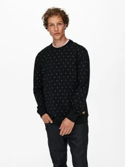 Only & Sons Herren ONSKENNETH LIFE AOP SWEAT NF - Sweatshirt - Black