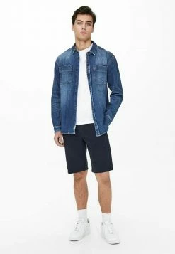 Only & Sons Herren OVERSHIRT - Hemd - Blue Denim