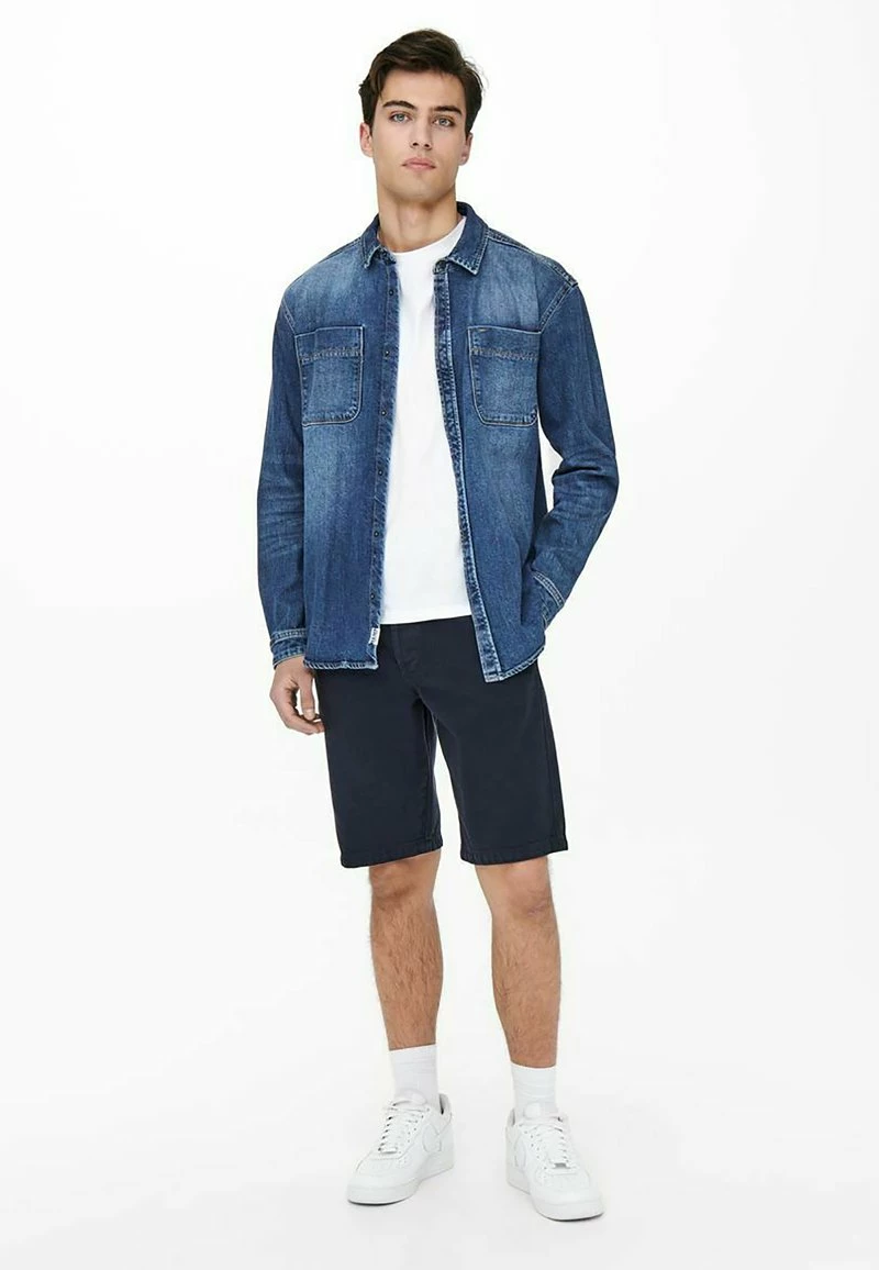 Only & Sons Herren OVERSHIRT - Hemd - Blue Denim 1 Only & Sons Herren OVERSHIRT - Hemd - Blue Denim