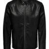 Only & Sons Herren Kunstlederjacke - Black