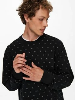 Only & Sons Herren ONSKENNETH LIFE AOP SWEAT NF - Sweatshirt - Black -Only & Sons Geschäft fea33d45f6c3408181f9df1e88633181